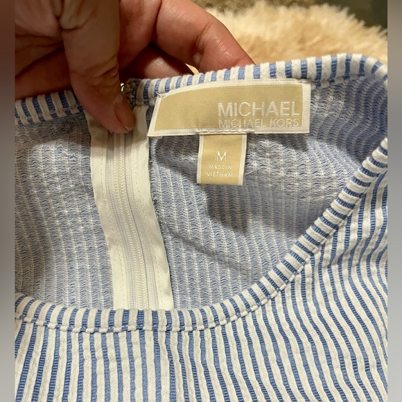 Michael Kors Striped Ruffled Faux-wrap Dress - Picture 4 of 5